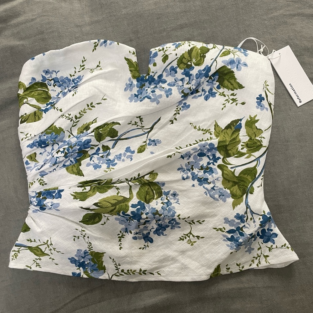 Reformation Madelyn Linen Top - Riviera